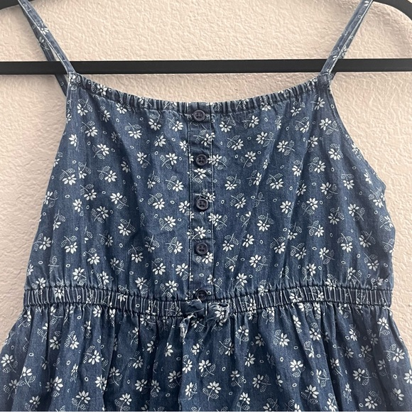 Gymboree Girls Size 12 Denim Style Dress With White Flowers - Picture 2 of 6